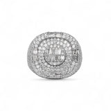 Anillo de oro blanco de 14 quilates con diamantes de racimo de varias capas y 5,22 quilates