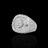 Anillo de oro blanco de 14 quilates con diamantes de racimo de varias capas y 5,22 quilates