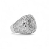 Anillo de oro blanco de 14 quilates con diamantes de racimo de varias capas y 5,22 quilates