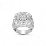Anillo de oro blanco de 14 quilates con diamantes de racimo de varias capas y 5,22 quilates