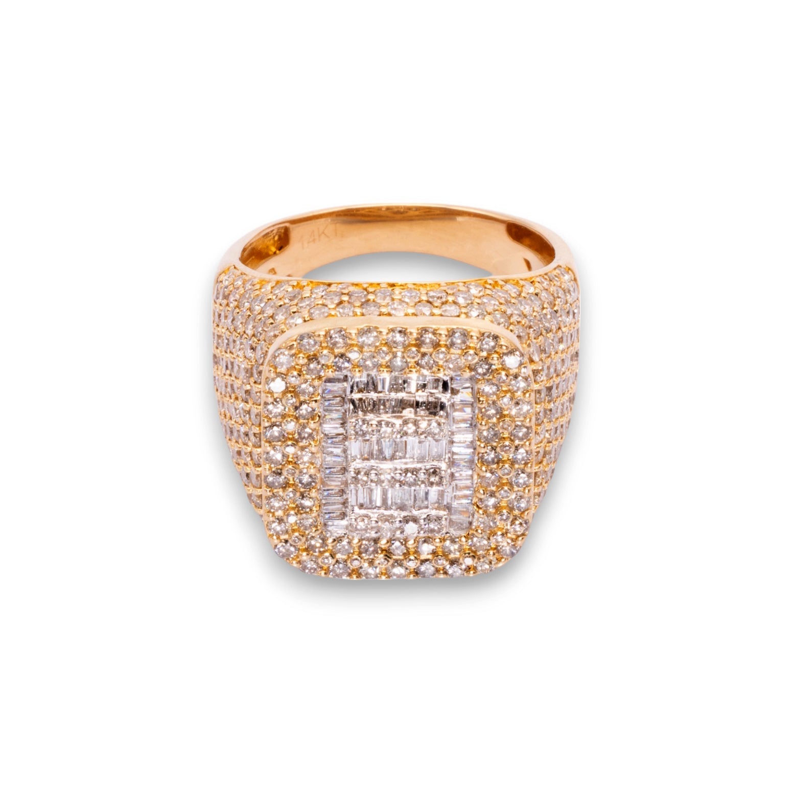 14K Yellow Gold 4.77 Carat Natural Diamond Square Ring