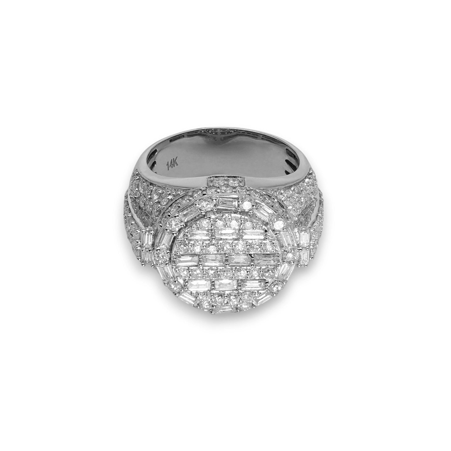 Anillo llamativo redondo de 4.02 quilates de diamantes naturales, bañado en oro blanco de 14 quilates