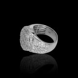 14K White Gold 4.02 Carat Natural Diamond Iced-Out Round Statement Ring