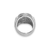 14K White Gold 4.02 Carat Natural Diamond Iced-Out Round Statement Ring