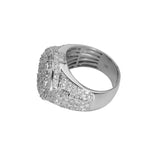 14K White Gold 4.02 Carat Natural Diamond Iced-Out Round Statement Ring