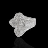 14K White Gold Latin Cross Ring | 4.39 Carat Baguette & Round-Cut Diamonds