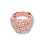14K Rose Gold 3.66 Carat Natural Diamond Multi Row Square Cluster Ring
