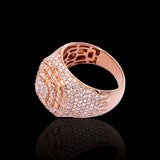 14K Rose Gold 3.66 Carat Natural Diamond Multi Row Square Cluster Ring