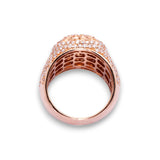 14K Rose Gold 3.66 Carat Natural Diamond Multi Row Square Cluster Ring