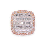14K Rose Gold 3.80 Carat Natural Diamond Square Champion Ring