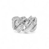 14K White Gold 8.00 Carat Natural Diamond Crossover Ring