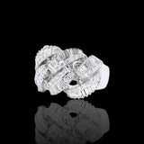 14K White Gold 8.00 Carat Natural Diamond Crossover Ring