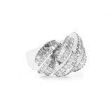 14K White Gold 8.00 Carat Natural Diamond Crossover Ring