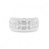 14K White Gold 2.32 Carat Natural Diamond Multi Row Wedding Ring