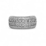 14K White Gold 2.32 Carat Natural Diamond Multi Row Wedding Ring
