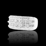14K White Gold 2.32 Carat Natural Diamond Multi Row Wedding Ring
