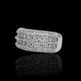 14K White Gold 2.32 Carat Natural Diamond Multi Row Wedding Ring