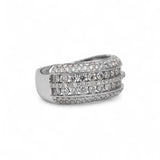 14K White Gold 2.32 Carat Natural Diamond Multi Row Wedding Ring