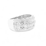 14K White Gold 2.32 Carat Natural Diamond Multi Row Wedding Ring