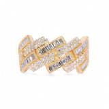 14K Yellow Gold 1.61 Carat Natural Diamond Cuban Style Ring