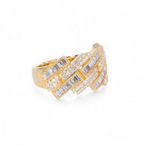 14K Yellow Gold 1.61 Carat Natural Diamond Cuban Style Ring