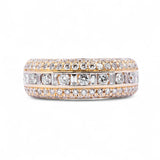 14K Yellow Gold 2.30 Carat Natural Diamond Channel Set Triple Row Ring