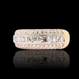 14K Yellow Gold 2.30 Carat Natural Diamond Channel Set Triple Row Ring