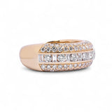14K Yellow Gold 2.30 Carat Natural Diamond Channel Set Triple Row Ring