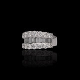 Platinum 5.50 Carat Natural Multi-Row Band Diamond Ring