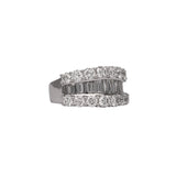 Platinum 5.50 Carat Natural Multi-Row Band Diamond Ring