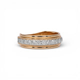 Anillo de oro amarillo de 14 quilates con diamantes naturales de 1,08 quilates para alianzas de boda