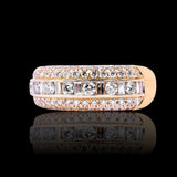 14K Yellow Gold 2.30 Carat Natural Diamond Channel Set Triple Row Ring