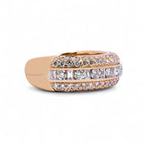 14K Yellow Gold 2.30 Carat Natural Diamond Channel Set Triple Row Ring