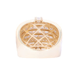 14K Yellow Gold 4.00 Carat Natural Diamond Multi Row Cluster Ring