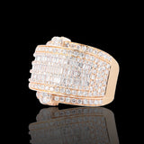 14K Yellow Gold 4.00 Carat Natural Diamond Multi Row Cluster Ring