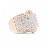 14K Yellow Gold 4.00 Carat Natural Diamond Multi Row Cluster Ring