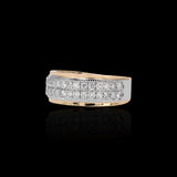 Anillo de oro amarillo de 14 quilates con diamantes naturales pavé de 1,29 quilates