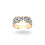 Anillo de oro amarillo de 14 quilates con diamantes naturales pavé de 1,29 quilates