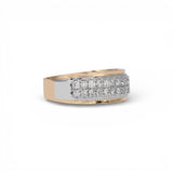Anillo de oro amarillo de 14 quilates con diamantes naturales pavé de 1,29 quilates