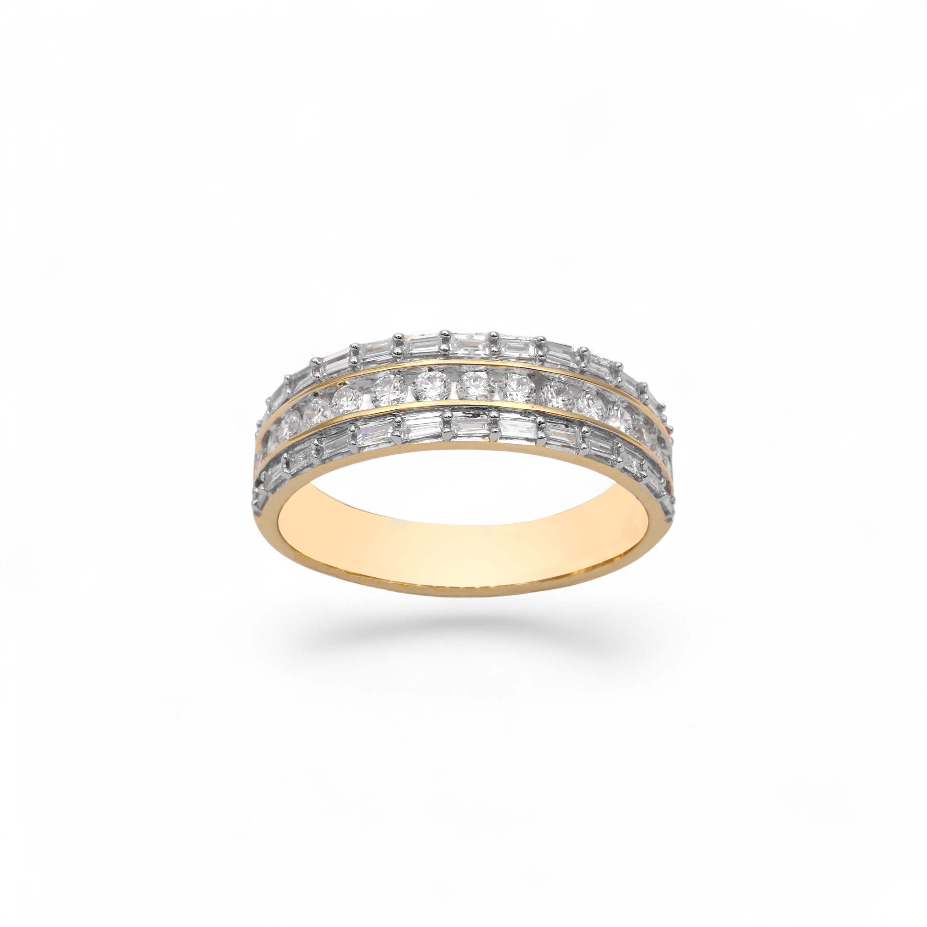Anillo de oro amarillo de 14 quilates con diamantes naturales de 1,04 quilates para banda de boda