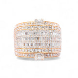 14K Yellow Gold 4.00 Carat Natural Diamond Multi Row Cluster Ring