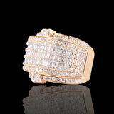 14K Yellow Gold 4.00 Carat Natural Diamond Multi Row Cluster Ring