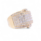 14K Yellow Gold 4.00 Carat Natural Diamond Multi Row Cluster Ring