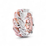 14K Two-Tone Gold 8.00 Carat Natural Diamond Eternity Crossover Ring