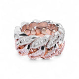 14K Two-Tone Gold 8.00 Carat Natural Diamond Eternity Crossover Ring