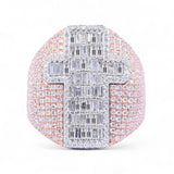 14K Two-Tone Gold 4.47 Carat Natural Diamond Cross Ring