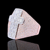 14K Two-Tone Gold 4.47 Carat Natural Diamond Cross Ring