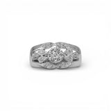 14K White Gold 1.03 Carat Flower Natural Diamond Ring