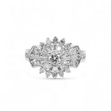 14K White Gold 1.60 Carat Ballerina Halo Diamond Ring
