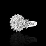 14K White Gold 1.60 Carat Ballerina Halo Diamond Ring